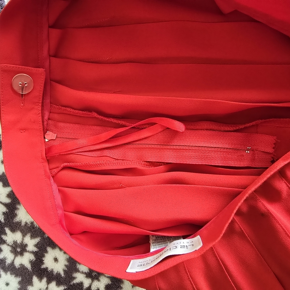 Liz Claiborne Red Pleated Midi Skirt Night Out - Picture 6 of 11